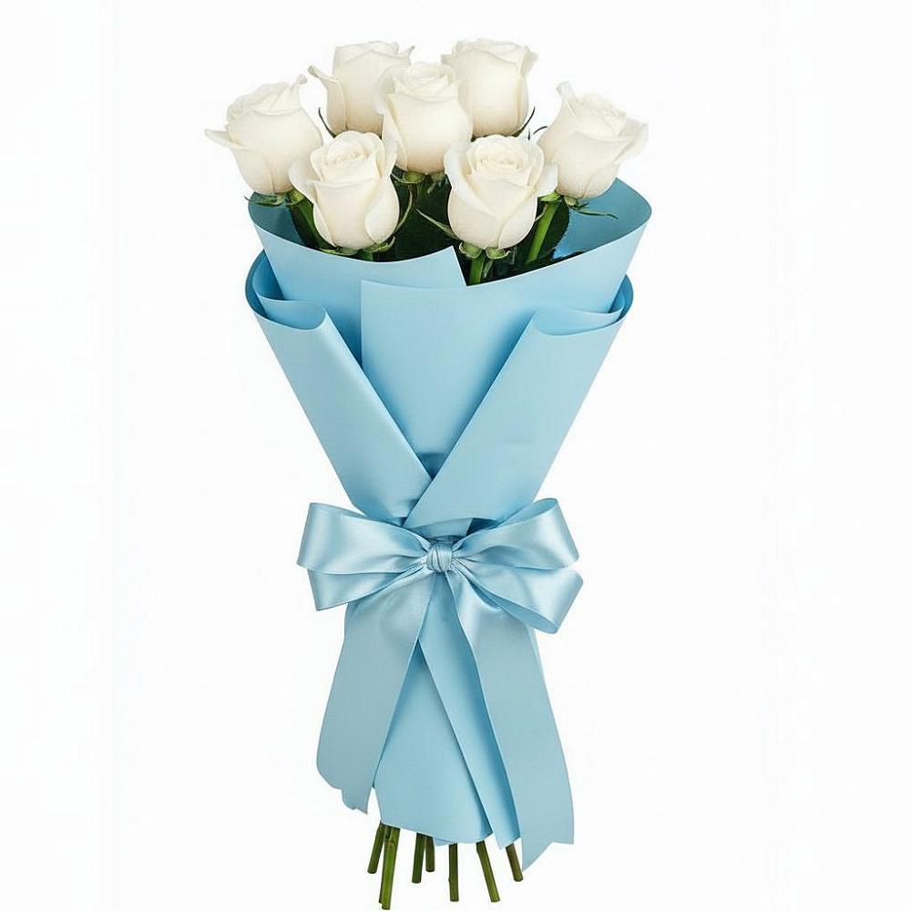 Букет 7 белых роз Проуд в Троицкий