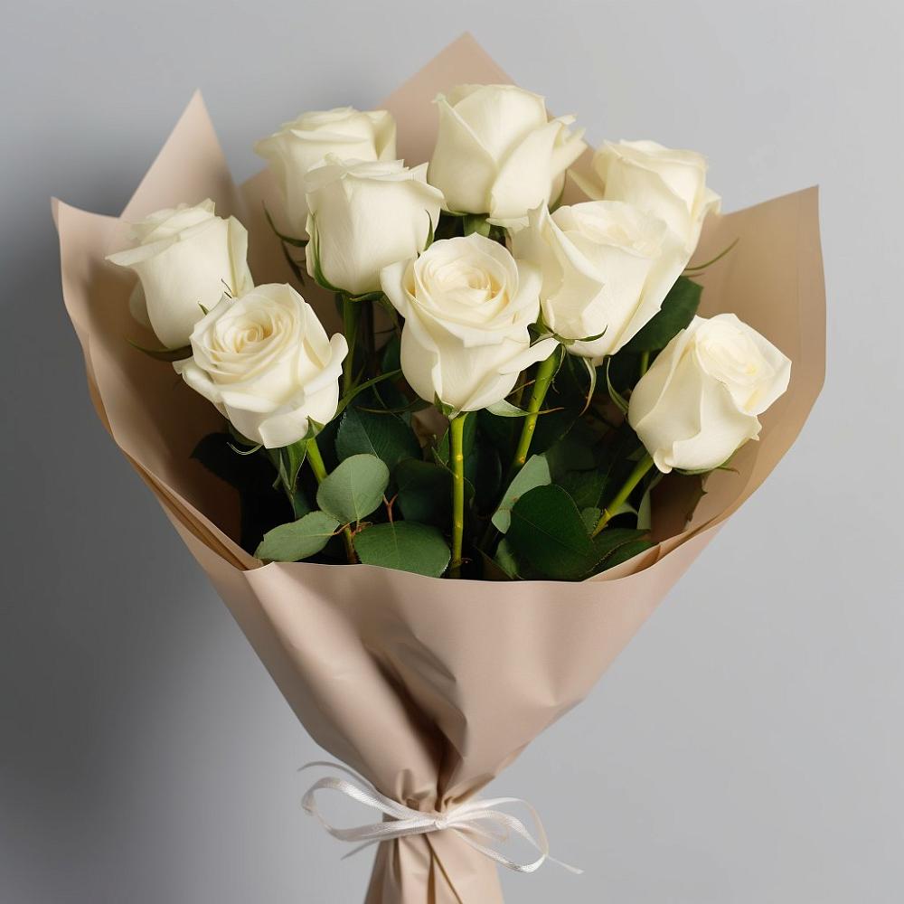 Букет 9 Белых роз Эдлесс Лав в Троицкий