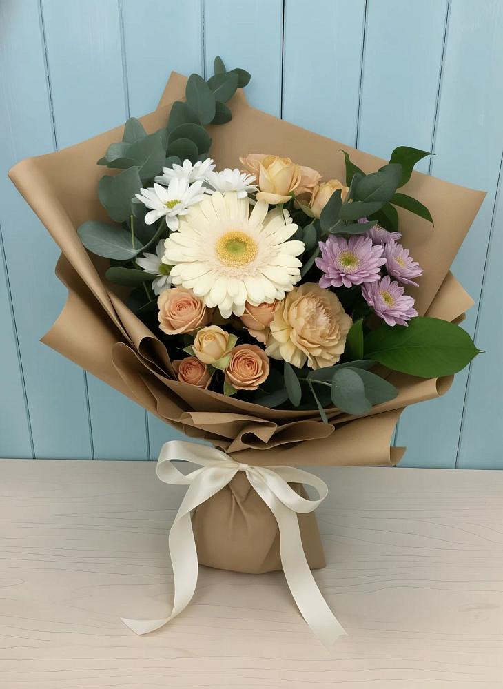 Букет цветов из: Герберы и Хризантемы в Троицкий