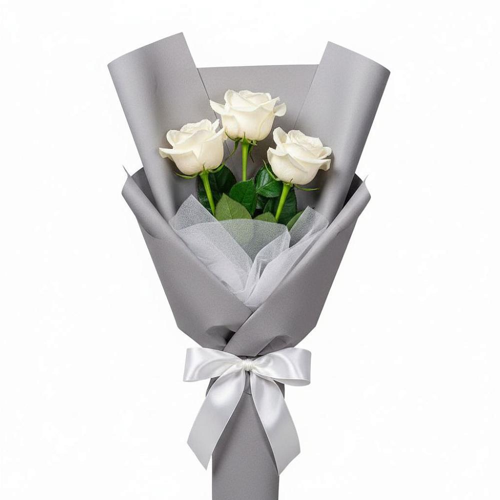 Букет 3 белые розы в Троицкий