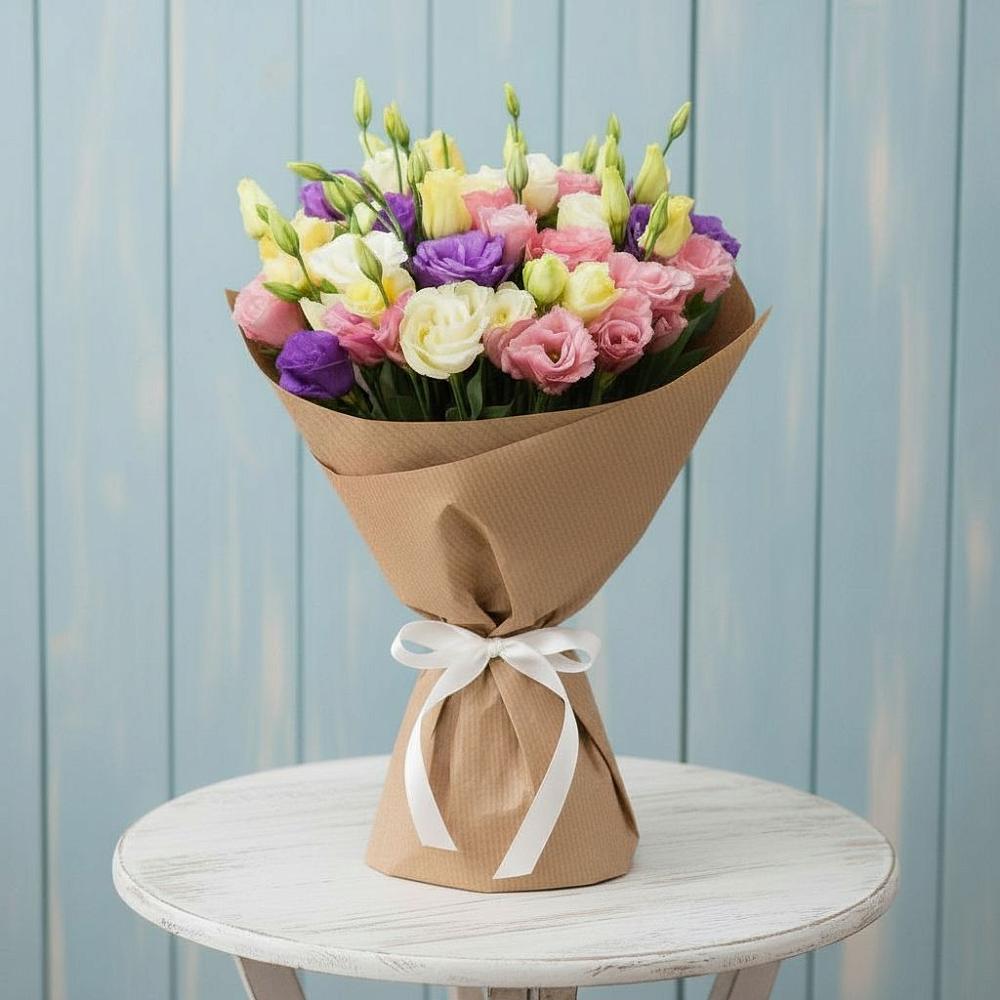 Букет цветов из: Лизиантусы в Троицкий