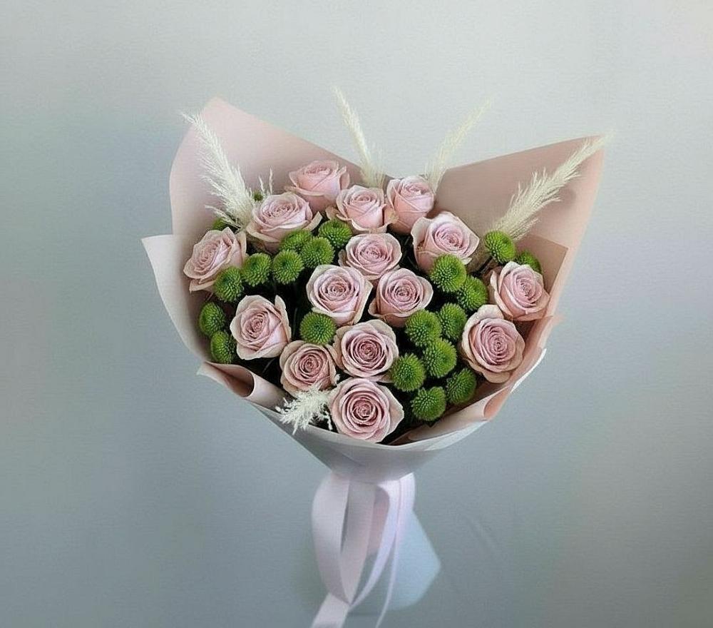 Букет цветов из: Розы и Хризантемы в Троицкий