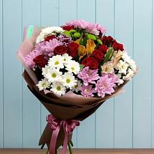Букет цветов из:  Розы, Хризантемы и Альстромерии в Троицкий